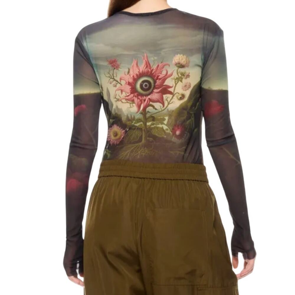 Monse Rose Printed Mesh Top In Multi, Size M - image 3